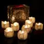 MIOSIST 12Pcs LED Electronic Candle with Timer,Candle Simulating Dripping Effect and Flashing Flame, Flameless Flickering Candles for Wedding Proposal Party Halloween Christmas Decor(Warm White)