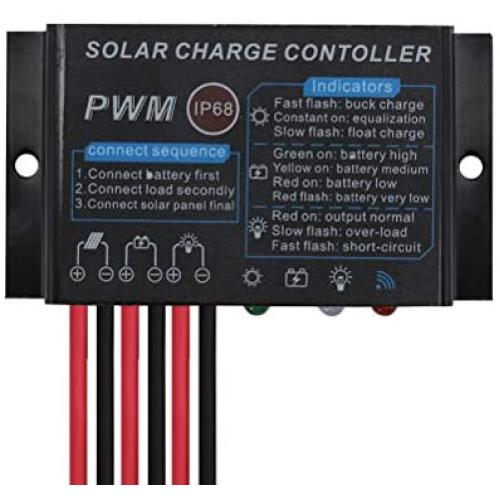 PowMr Solar Charge Controller Waterproof - 10A Charge Controller 12V 24V Auto Load on 24Hours IP68 Waterproof Solar Controller for Lead-Acid Battery (CMP-03 10A)