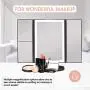 Beautyworks Backlit Makeup Vanity Mirror 36 LED Lights Touch-Screen Light Control, Tri-Fold 1/2/3X Magnification, Portable High-Definition Clarity Cosmetic Light Up Magnifying Mirror (Midnight Black)