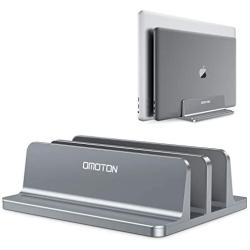 [Updated Dock Version] Vertical Laptop Stand, OMOTON Double Desktop Stand Holder with Adjustable Dock (Up to 17.3 inch), Fits All MacBook/Surface/Samsung/HP/Dell/Chrome Book (Grey)