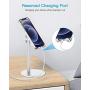 Cell Phone Stand, OMOTON Angle Height Adjustable Phone Stand, Aluminum Desktop Phone Holder Dock Stand for Desk, Compatible with iPhone 11/Xr/Xs Max, All Smartphones and All Tablets(4-11), Silver
