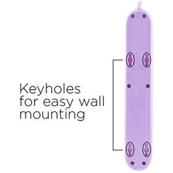 Cordinate 6-Outlet Surge Protector, Power Strip, Flat Plug, Braided Cord, Decorative, 3 ft Power Cord, Wall Mount, Tangle-Free, Warranty, Lavender, 41639