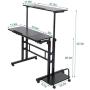 Cocoarm Stand Up Computer Desk, Height Adjustable Standing Desk Sit Stand Converter Computer Desktop Workstation, Moveable with Wheels ((Host Shelf Included))
