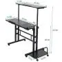 Cocoarm Stand Up Computer Desk, Height Adjustable Standing Desk Sit Stand Converter Computer Desktop Workstation, Moveable with Wheels ((Host Shelf Included))