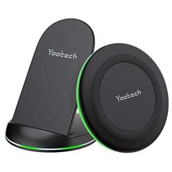 Yootech Wireless Charger,[2 Pack] Qi-Certified 10W Max Wireless Charging Pad Stand Bundle,Compatible with iPhone 12/12 Pro/SE 2020/11 Pro Max,Galaxy S21/S20/Note 10, AirPods Pro(No AC Adapter)
