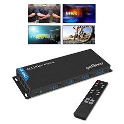 gofanco 4K 4x4 HDMI Matrix Switcher with IR and RS 232 Control – Up to 4K @30Hz, 3D, HDMI 1.4, HDCP 2.2, TrueHD, DTS Audio, EDID, 4 Input 4 Output, Firmware Upgradable (Matrix44v2)