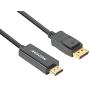 DisplayPort to HDMI 6 Feet Gold-Plated Cable, Avacon Display Port to HDMI Adapter Male to Male Black