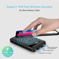 HOKONUI Wireless Portable Chargers, 10W Qi Fast Charge 20000 mAh Power Bank 5 Output USB Type-C LCD Display High Capacity External Battery Pack for Cell Phones, iPhone, Ipad, Samsung Galaxy and More