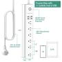 Power Strip 10Ft - Surge Protector with USB, AUOPLUS 6 Outlet and 4 USB Charger, 10Ft Long Extension Cord Flat Plug(1250W/10A/1050J), Wall Mountable Overload Protection for Computer Home Office Dorm