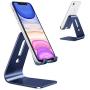 Upgraded Aluminum Cell Phone Stand, OMOTON C1 Durable Cellphone Dock with Protective Pads, Smart Stand Designed for iPhone 11 Pro Max XR XS 8 Plus 7 SE, iPad Mini, Android Phones, Navy Blue