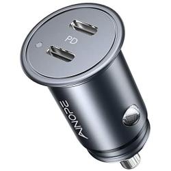 USB C Car Charger, Mini 36W Metal PD 3.0 Fast Car Charger AINOPE Type C Car Charger Dual Port Cigarette Lighter Adapter with 12/12 Pro Max/12 Mini/11 Pro/XR/XS/8, Galaxy S21+ S20+, Pixel 4a, iPad Pro