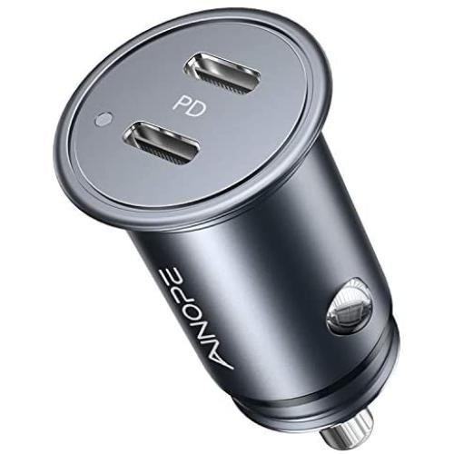 USB C Car Charger, Mini 36W Metal PD 3.0 Fast Car Charger AINOPE Type C Car Charger Dual Port Cigarette Lighter Adapter with 12/12 Pro Max/12 Mini/11 Pro/XR/XS/8, Galaxy S21+ S20+, Pixel 4a, iPad Pro