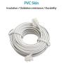 SHONCO 2 Pack 6M 20ft Phone Telephone Extension Cord Cable Line Wire with Standard RJ11 6P4C Plugs for Landline Telephone- White