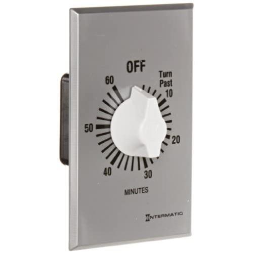 Intermatic FF360M 60-Minute Spring Loaded Wall Timer, Brushed Metal Finish