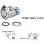Quentacy Momentary Push Button Switch 1NO1NC Waterproof Silver Stainless Steel Shell 12V LED Ring Switch with Wire Socket Plug Suitable for 19mm 3/4 Mounting Hole (Blue)