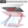 Laptop Stand for Desk - Adjustable Height Laptop Holder, Aluminum Laptop Riser with Heat-Vent, Computer Stand Compatible with All HP, Dell, MacBook Laptop (Rose Gold)