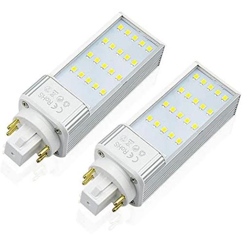 Luxvista NO BALLAST GX24Q LED Light Bulbs - 7W G24Q 4-Pin Base PLC LED Horizontal Recessed Bulb 13W CFL Lights Replacement for High-Ceiling Bedroom Laundry Room Daylight 6000K (2-Pack)
