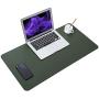 Soyan Dual-Sided PU Leather Desk Pad/Mouse Pad for Office & Home, Waterproof Desk Blotter Pad with Comfortable Writing Surface, 31.5''x15.7'' (Green)