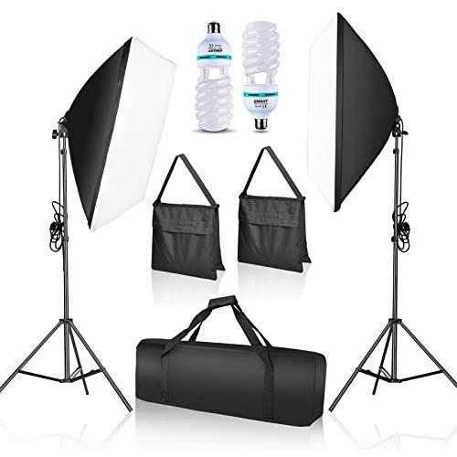 Emart Softbox Lighting Kit Photo Studio Equipment Photography Continuous Lighting 105W E27 Socket 50 x 70cm Reflectors 5500K Light Bulbs for Product Portraits Shoot