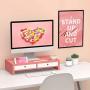 Monitor Stand Riser Desk Organizer - with Drawers Keyboard Storage Pink 22x10.6x4.7 inch