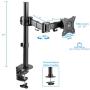 Rocelco Premium Desk Computer Monitor Mount - VESA Pattern Fits 13'' - 32'' LED LCD Single Flat Screen - Double Articulated Full Motion Adjustable Arm - Grommet and C Clamp - Black (R DM1)