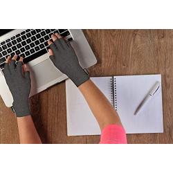 Copper Compression Cotton Arthritis Gloves. Best Copper Infused Glove for Arthritis Hands, Arthritic Fingers, Carpal Tunnel, Computer Typing, Hand Support. Fingerless for Women and Men. (1 Pair)