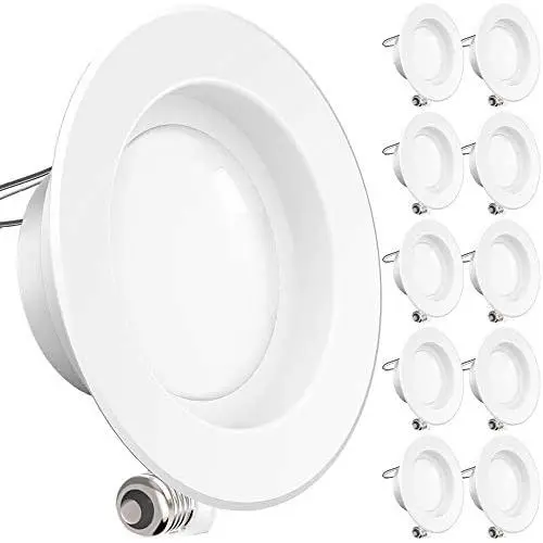 Sunco Lighting 10 Pack 4 Inch LED Recessed Downlight, Smooth Trim, Dimmable, 11W=60W, 5000K Daylight, 600 LM, Damp Rated, Simple Retrofit Installation - UL + Energy Star