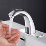 HHOOMMEE Electronic Automatic Sensor Touchless Bathroom Sink Faucet, Motion Activated Hands-Free Vessel Sink Tap, Easy Installation, Lead Free Certified, Chrome Finished, Model AT0101X
