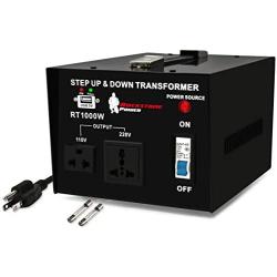 Rockstone Power 1000 Watt Voltage Converter Transformer - Heavy Duty Step Up/Down AC 110V/120V/220V/240V Power Converter - Circuit Breaker Protection – DC 5V USB Port - CE Certified [3-Year Warranty]