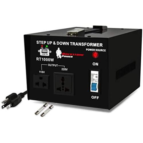 Rockstone Power 1000 Watt Voltage Converter Transformer - Heavy Duty Step Up/Down AC 110V/120V/220V/240V Power Converter - Circuit Breaker Protection – DC 5V USB Port - CE Certified [3-Year Warranty]