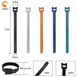 100 PCS 8 x 1/2 Inch Reusable Fastening Cable Ties Yellow with Hook Loop Rope Holder, KOOWIN Adjustable Cord Organization Straps Management Cable Wraps Cord Wire Organizer for Home and Office