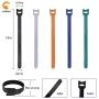 100 PCS 8 x 1/2 Inch Reusable Fastening Cable Ties Yellow with Hook Loop Rope Holder, KOOWIN Adjustable Cord Organization Straps Management Cable Wraps Cord Wire Organizer for Home and Office