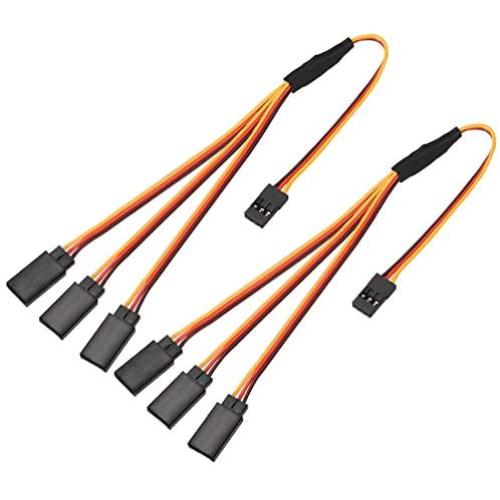 uxcell RC Products 4 Way Servo Wire for JR Futaba Extension Cord 30 Core 320mm 3 Pin in Brown/Red/Orange 2pcs