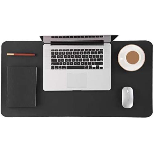 Bedsure Genuine Leather Desk Pad Protector, Mouse Pad, Office Desk Mat Blotter, Laptop Desk Pad, Waterproof Non Slip Desk Writing Pad for Office and Home (Black, 17x35 inches)
