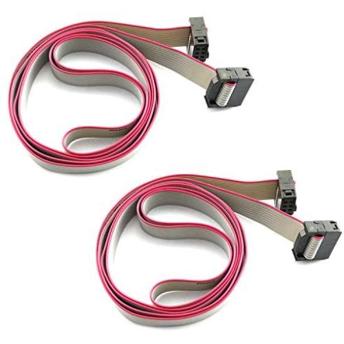 Tegg 2PCS Flat Ribbon Cable 2.54mm Pitch 2 Row 10 Pin Female to Female Wires IDC Ribbon Connector 1m/ 3.3Ft