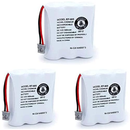 OXWINOU BT-905 BT905 Rechargeable Cordless Handset Phone Battery Compatible with for BBTY0663001 BBTY-0444001 BP-800 BP-905 BT-1006 3.6v 600mAh Ni-CD (3 Pack BT905)