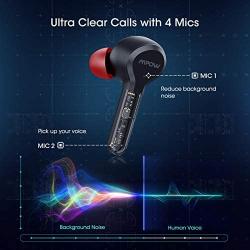 Wireless Earbuds, Mpow M9 4-mic Noise Cancelling CVC 8.0 Bluetooth 5.0 Earphones in-Ear, Touch Control Stereo Bass Sports Headphones, 40H Playing Time/USB-C/IPX8 Waterproof, Single/Twin Mode, Red