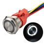 APIELE 10 Amp 22mm Momentary Push Button Switch 12V Angel Eye LED Waterproof Stainless Steel Round Self Reset 7/8 1NO 1NC (10 Amp/White Led)
