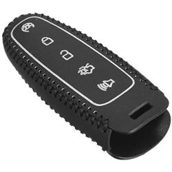 WFMJ Black Leather Remote Smart 5 Buttons Key Cover Case Fob for Ford Edge Escape Explorer Focus Flex Taurus Fusion