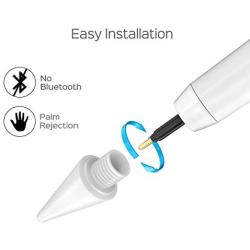 AT-Mizhi 2ND Gen Stylus for iPad,Compatible with iPad Pro12.9&iPad Pro11,iPad Air3,iPad7&iPad6,iPad Mini5,Type-C,Auto Sleep,Palm Rejection,Touch On,Rechargeable (Bright)
