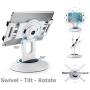 AboveTEK Retail Kiosk iPad Stand, 360° Rotating Commercial Tablet Stand, 6-13.5'' Ipad Mini Pro-Business Tablet Holder, Swivel Design for Store POS Office Showcase Reception Kitchen Desktop (White)