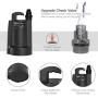 Submersible Water Pump, TACKLIFE Utility Pump, 1/3 Output HP, Automatic Sensor Switch, Max.2500 GPH, Up to 25ft, 10ft Cord, 3/4 in Adapter Check Valve