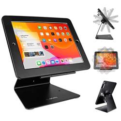CarrieCathy iPad Desktop Anti-Theft Security Kiosk POS Stand Holder Enclosure with Lock & Key for Tablets iPad 2,3,4, iPad air, iPad air 2, iPad Pro 9.7'', iPad 2017 & 2018, Flip & Rotate Design, Black