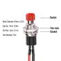 DaFuRui 10Pack Red 1A 250V AC 2 Pins SPST Normal Open Mini Momentary Push Button Switch with Pre-soldered Wires