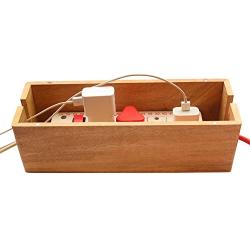 Deal for The Day - abhandicrafts 13x5 Inches Wooden Magnetic Cable Organizer, Desktop Cord Management Box, Large Storage Holder for Desk, TV, Computer, USB Hub, Cover and Hide Power Strips & Cords