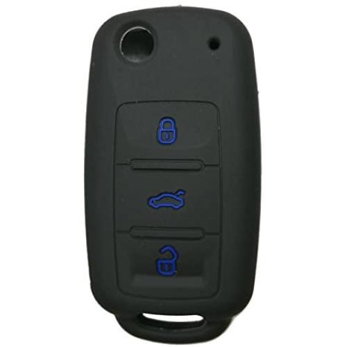 Coolbestda Silicone 3 Buttons Flip Key Fob Remote Cover Case Keyless Entry Protector Jacket Holder for VW Volkswagen Jetta GTI Passat Golf Tiguan Touareg Beetle