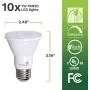 10 Pack PAR20 LED Bulb 75W Replacement, Bioluz LED Spot Light Bulb, 3000K Soft White, E26, 40 Degree Beam Angle, UL Listed