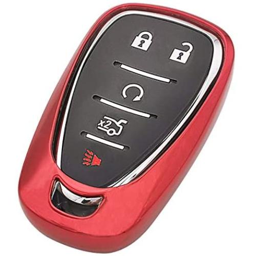 Red TPU Key Cover Case Fob Jacket Skin Glove Holder for 2017 2018 2019 Chevy Malibu Camaro Cruze Traverse Spark Sonic Volt Bolt Equinox HYQ4EA