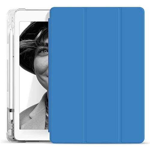 KenKe iPad 2018 / 2017 Case with Pencil Holder,Smart Trifold Stand Lightweight Protective Soft Silicone Smart Trifold Stand Cover Auto Sleep/Wake for iPad 6th / 5th Generation Case 9.7 inch - Blue