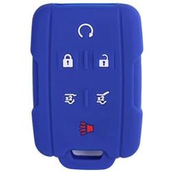 WERFDSR Sillicone key fob Skin key Cover Remote Case Protector Shell for 2015 2016 Chevrolet Suburban Tahoe GMC Yukon Smart Remote blue